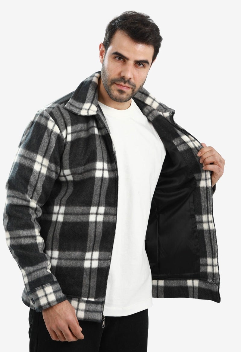 WHITE RABBIT Men’s Plaid Wool Blend Zip Jacket - Image 4